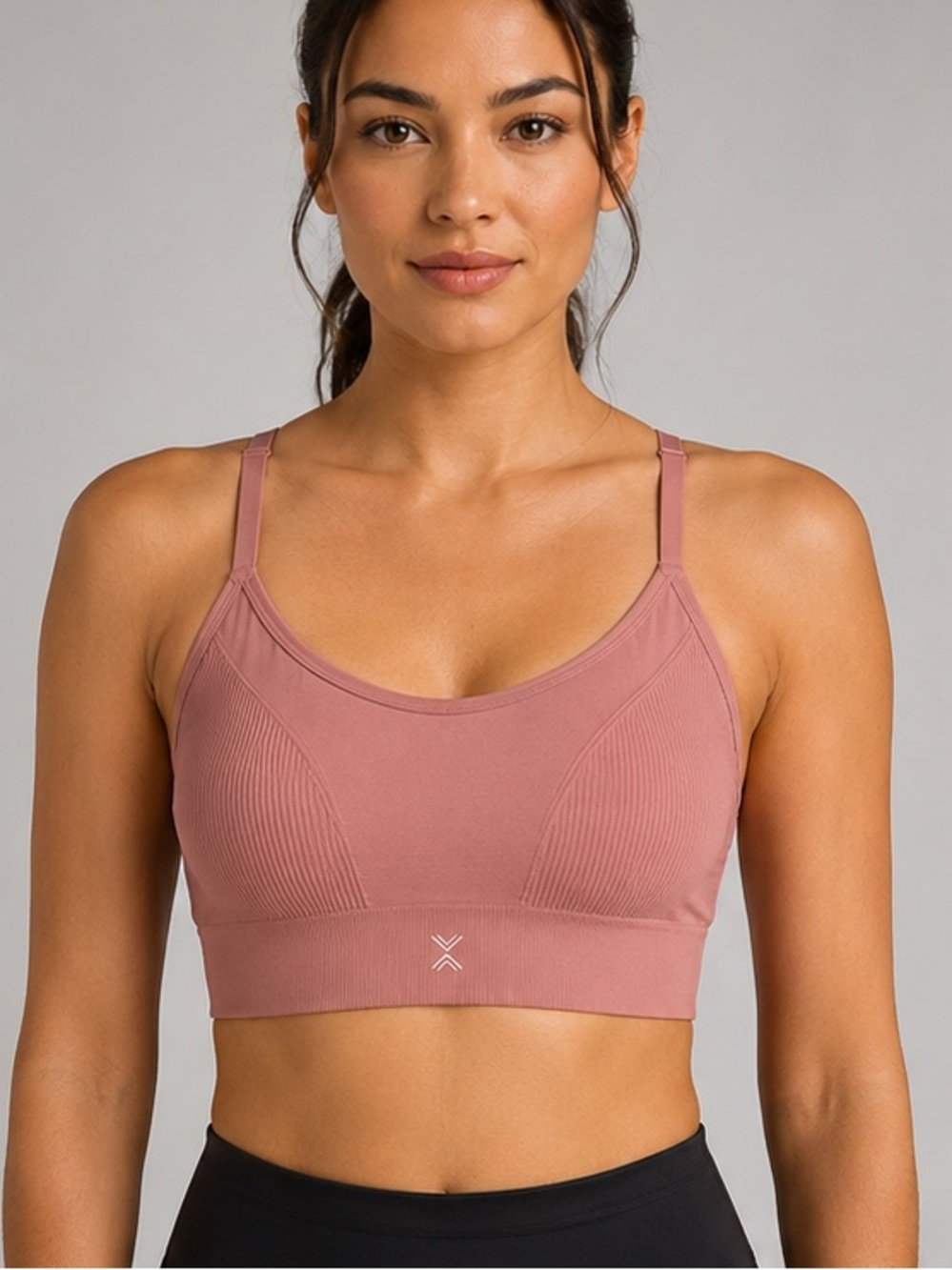 Seamless Ribbed Scoop Sports Bra - Dusty Rose